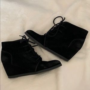 Black Wedge Booties